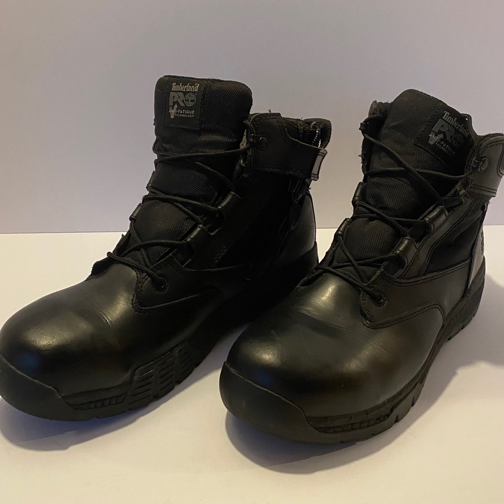 Timberland PRO Valor Duty Tactical Boots Mens 10W Black Excellent Side Zip A2316